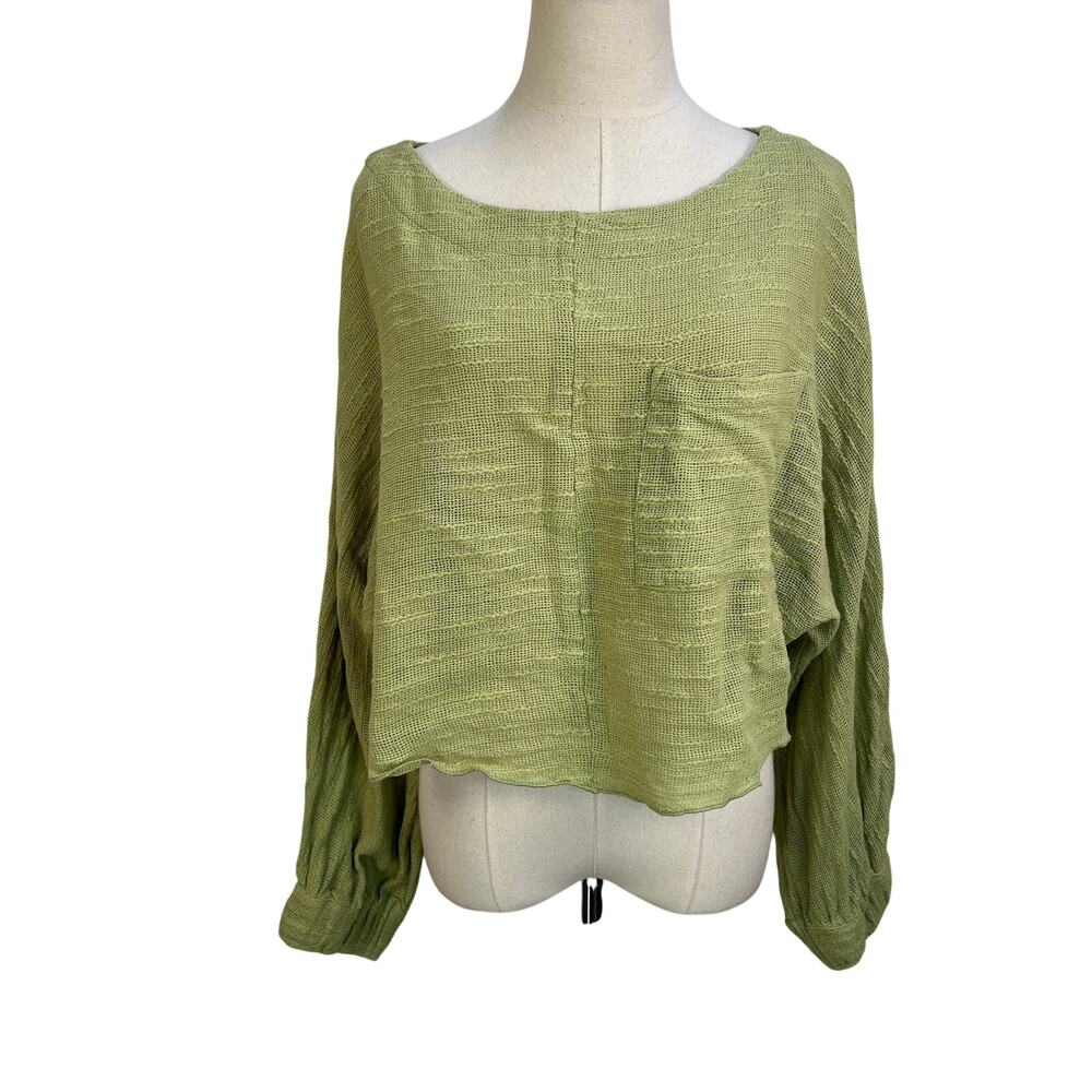 free people Easy Weekend Crop Top Green Cotton